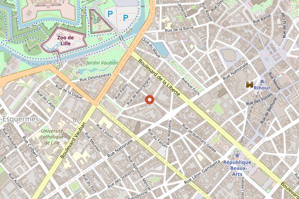 Map showing Boulangerie Papillon (Jacquemars Giélée) in Lille