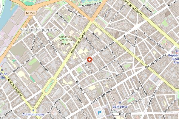 Map showing Boulangerie Papillon (Rue Nationale) in Lille