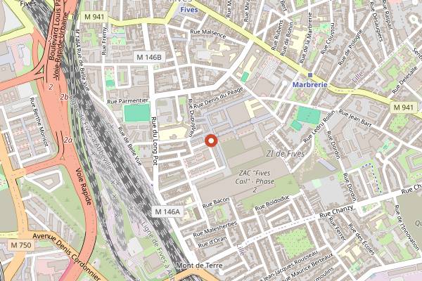 Map showing Brasserie Fives Cail in Lille