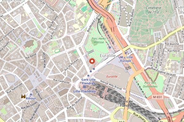 Map showing Mama Shelter in Lille