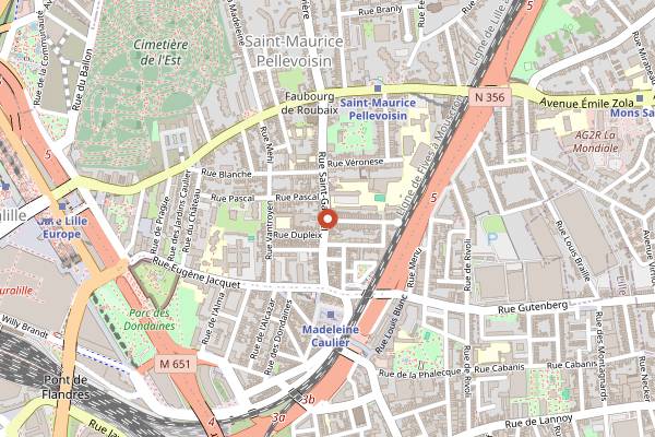 Map showing Friterie des Lilas in Lille