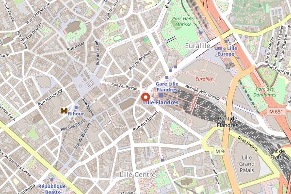 Map showing Friterie Meunier in Lille