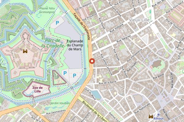 Map showing Péniche Archimède in Lille