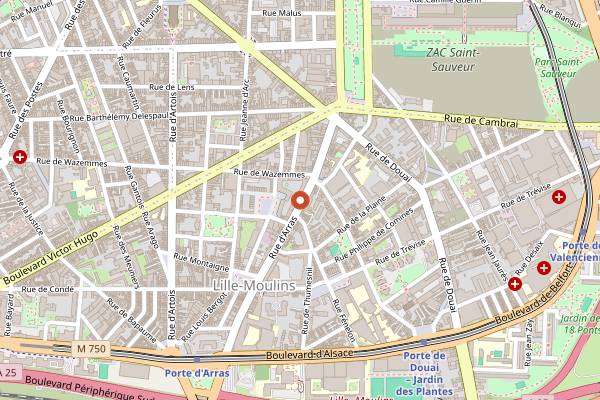 Map showing Cafés MUDA in Lille