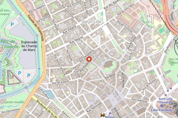 Map showing De Rode Koe in Lille