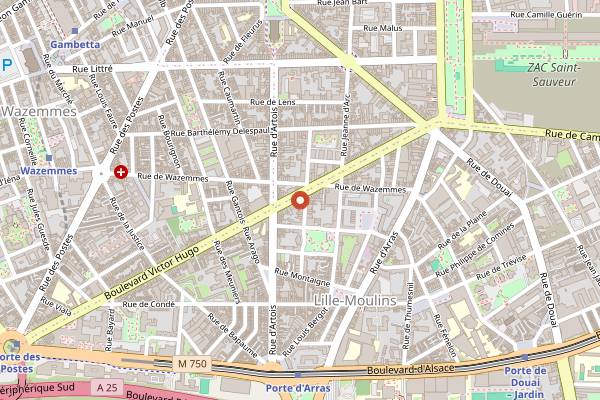 Map showing La Moulinette in Lille