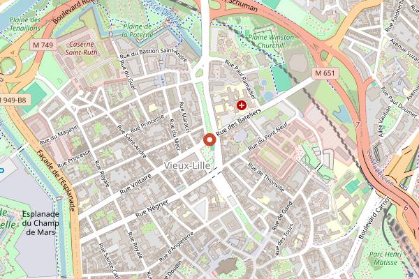 Map showing Rouge Barre in Lille