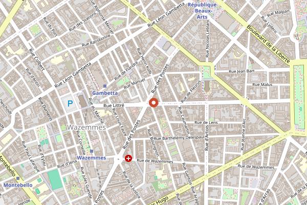 Map showing Kousbi in Lille