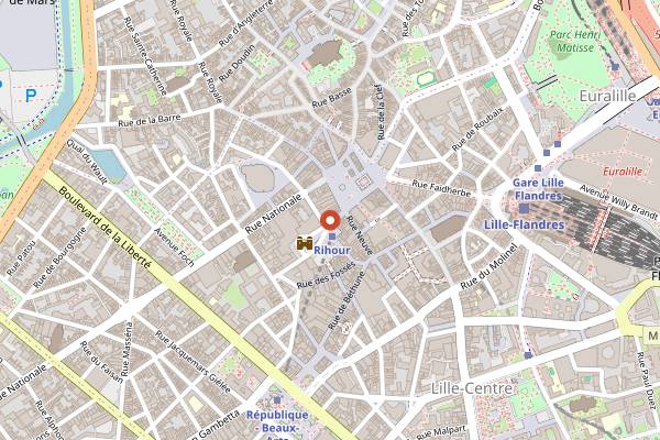 Map showing Le Barbier qui Fume (Place Rihour) in Lille