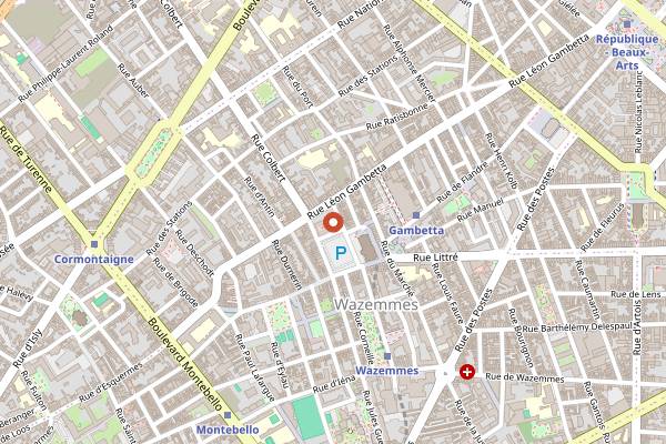Map showing Halles de Wazemmes in Lille