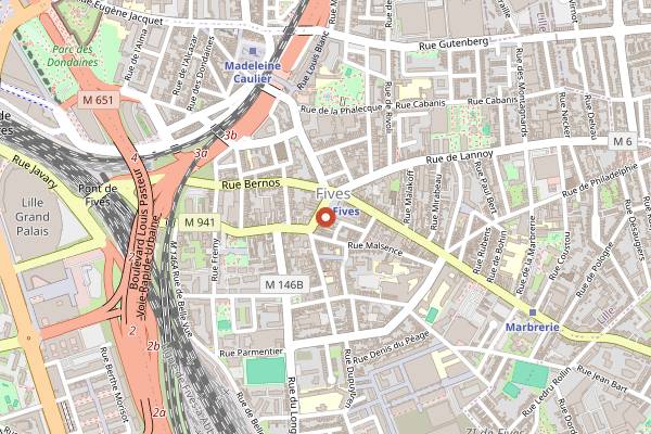 Map showing Marché de Fives (Place Degeyter) in Lille