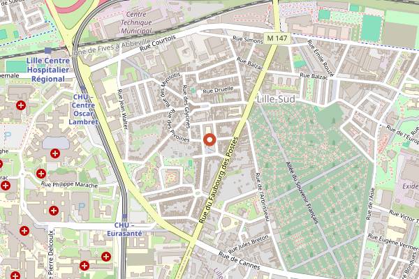 Map showing Marché de Lille-Sud (Place Edith Cavell) in Lille