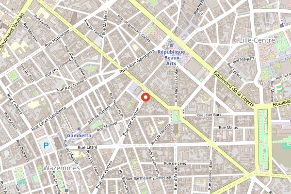Map showing Marché Sébastopol in Lille