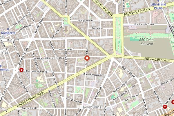 Map showing Café Bellot in Lille