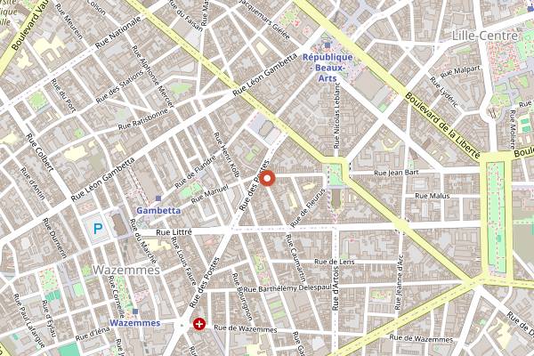 Map showing Les Quilles Libres in Lille