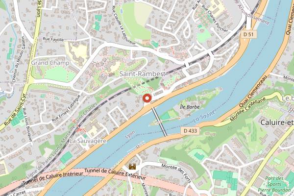 Map showing Boulangerie Jocteur Ile Barbe in Lyon