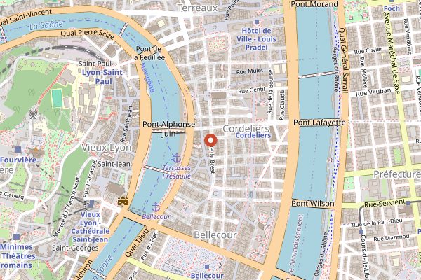 Map showing Pralus Bellecour in Lyon