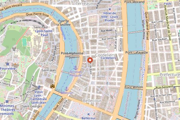 Map showing Pralus Presqu'ile in Lyon