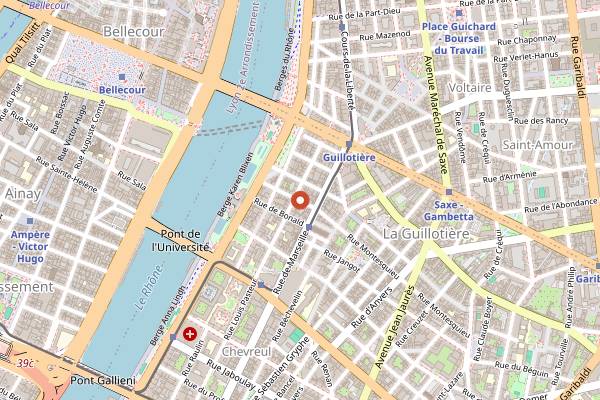 Map showing Aromo Bar a Vins in Lyon