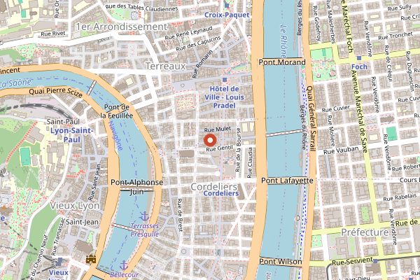 Map showing Ninkasi Cordeliers in Lyon