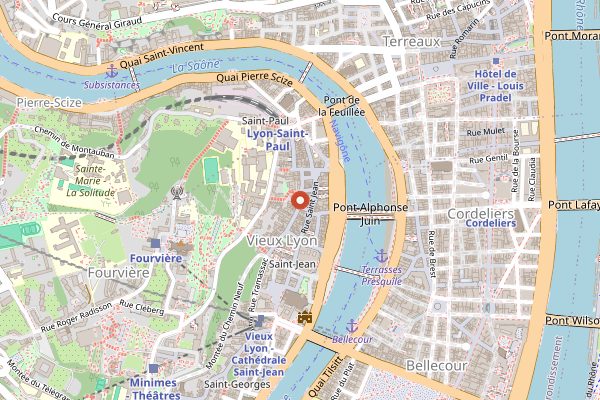 Map showing Cafe Gadagne in Lyon