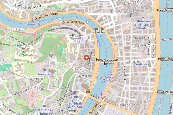 Map showing Cafe Gadagne in Lyon