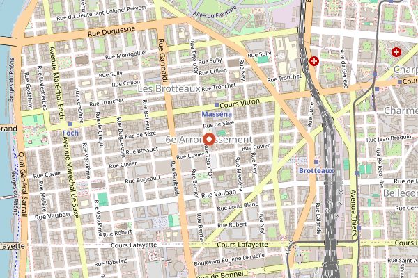 Map showing Le Desjeuneur in Lyon
