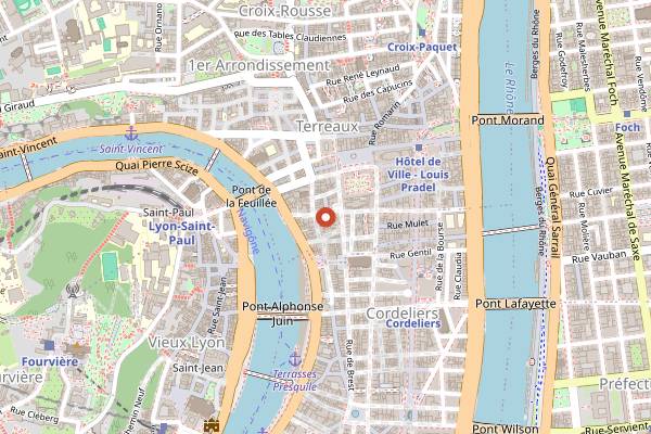 Map showing Slake Terreaux in Lyon