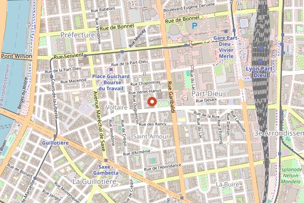Map showing L'Atelier Gourmand Lyon: adult cooking classes in Lyon