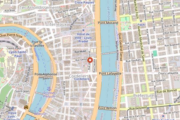 Map showing Le Comptoir de la Bourse in Lyon