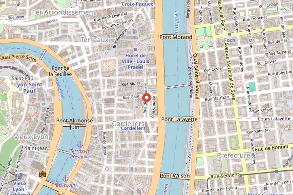 Map showing Le Comptoir de la Bourse in Lyon