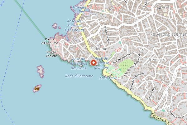 Map showing Le Petit Nice Passedat in Marseille