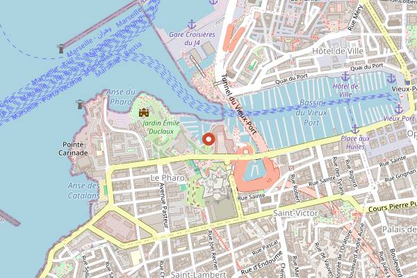 Map showing L'Azur Rooftop at Rowing Club in Marseille