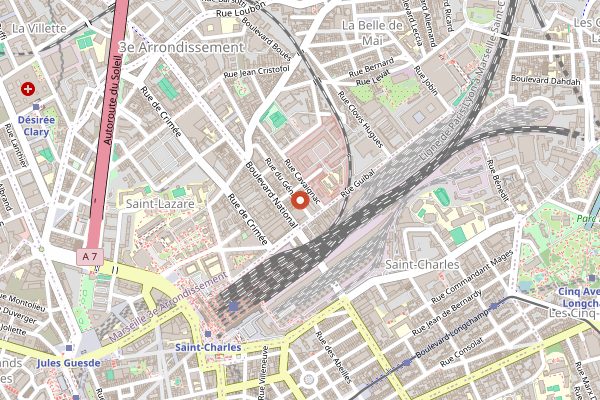 Map showing Marche des Capucins stalls in Marseille