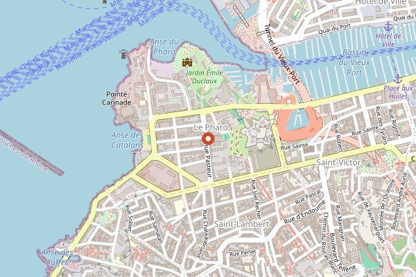 Map showing Massilia Wine Shop in Marseille