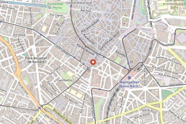 Map showing Maison L'Œuf in Montpellier