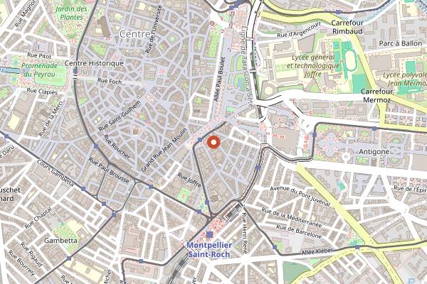 Map showing Barberousse in Montpellier
