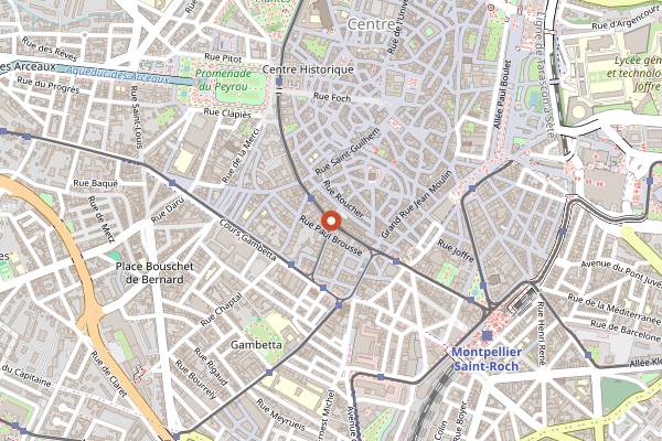 Map showing Amazone Coffee Shop in Montpellier