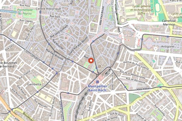 Map showing Faune in Montpellier
