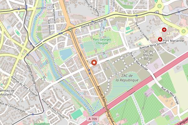 Map showing De la Sierra Coffee Roasters in Montpellier