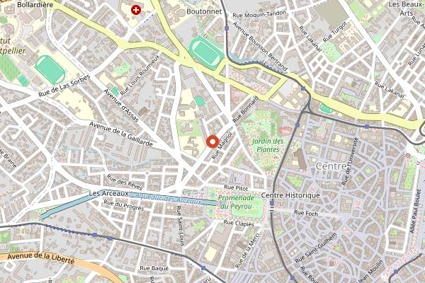 Map showing Les Ateliers d'Arthur in Montpellier