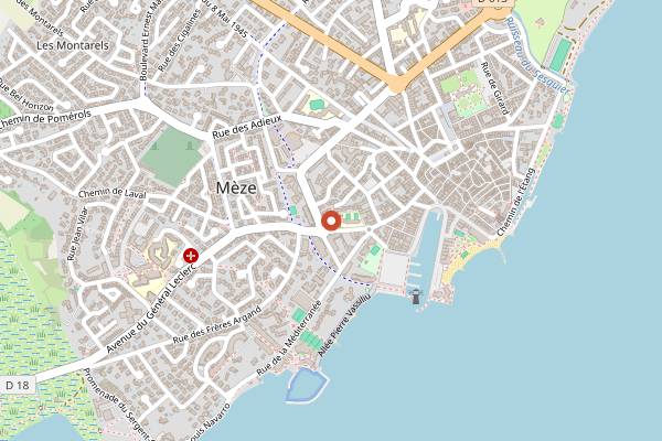 Map showing Mèze in Montpellier