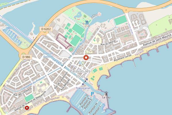 Map showing Palavas-les-Flots in Montpellier