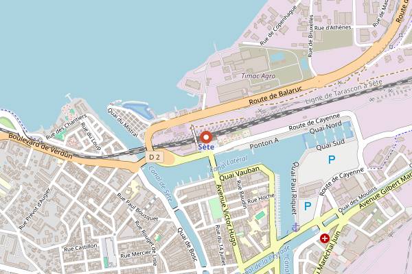 Map showing Sète in Montpellier