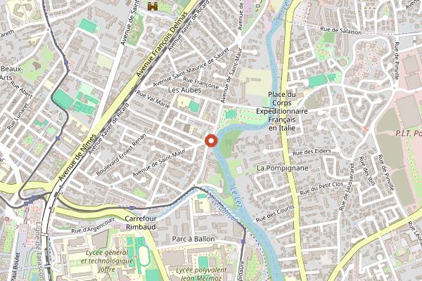 Map showing La Réserve Rimbaud in Montpellier