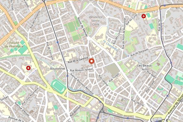 Map showing Aux Délices du Faubourg in Montpellier