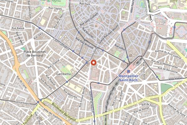 Map showing Boulangerie Daveloza in Montpellier