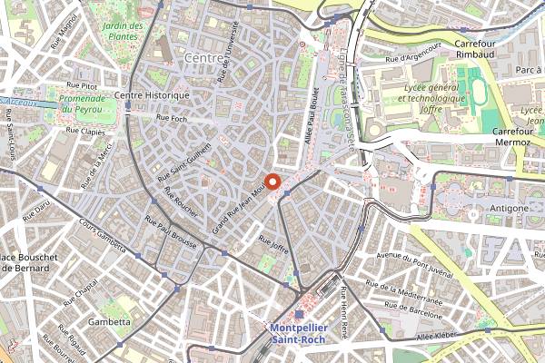 Map showing Halles Castellane in Montpellier