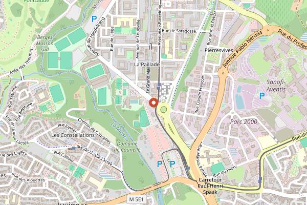 Map showing Halles des 4 Saisons in Montpellier