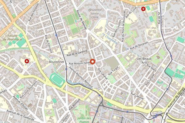 Map showing Drapeau Rouge in Montpellier